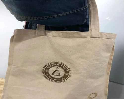 Laser engraving on canvas bag